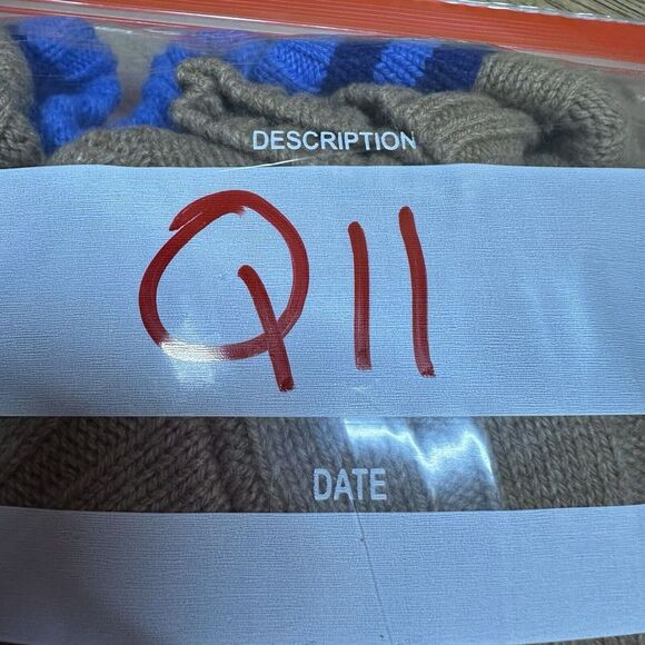 Madewell Tipped V-Neck Sweater Women's XXS Brown Blue Trim Oversized Knit Wool - Picture 5 of 5